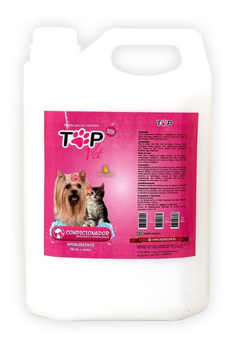 Condicionador Cães Hipoalergênico Revitalizante C/ Óleo Argan D-pantenol Profissional 5l Premium Top Vet