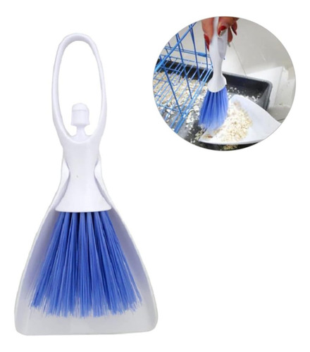 Mini Recogedor Con Escoba Cepillo Plastico Portatil 6 Piezas Color Blanco
