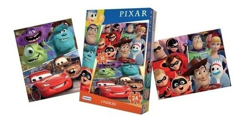 2 Rompecabezas Disney Pixar X 2 Puzzles 24 Y 36 Piezas Orig.