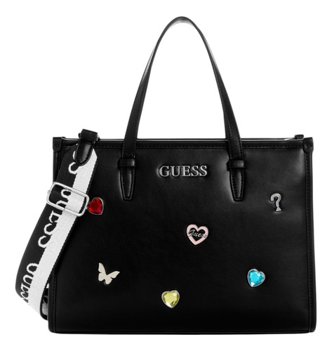 Bolsa Guess Factory Le940424-bla Acabado de los herrajes Níquel Color Negro Correa de hombro Negro Diseño de la tela Lisa