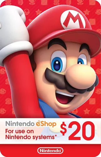 Cartão Nintendo Eshop Usa Switch 3ds Wii U Ecash $20 Dolares