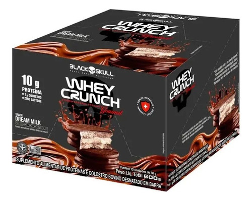 Whey Crunch Gourmet Cx 12unid. 50g - Black Skull Sabor Doce De Leite
