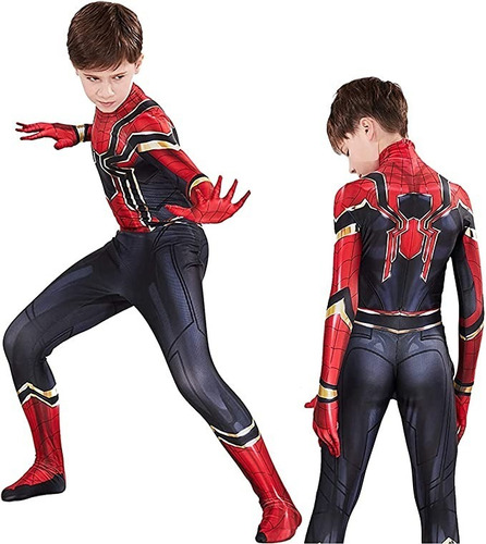 Disfraz De Spiderman Niño Cosplay Ropa Oro De Alta Calidad