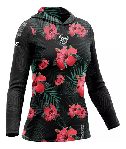 Remera  Secado Rápido Capucha Filtro Uv Lady Hawaiana