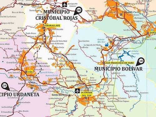 Mapa Político Del Estado Miranda Venezuela Tamaño Gigante