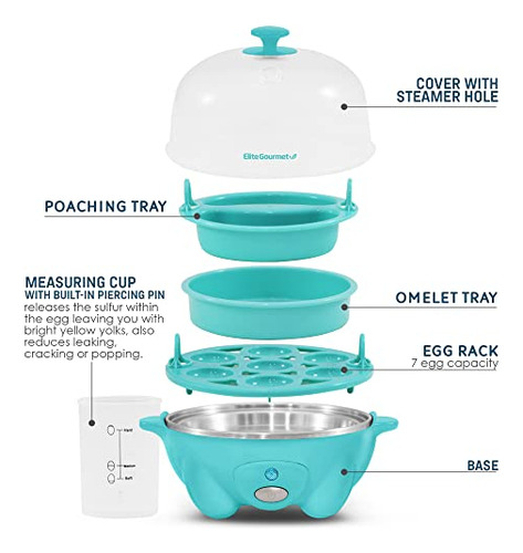 Elite Gourmet Easy Electric Con Capacidad Para 7 Huevos, Sua