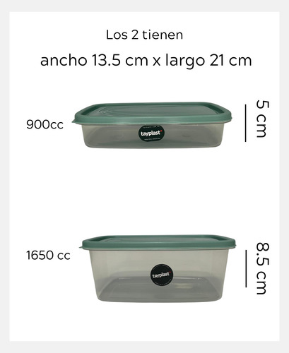 Set X8 Hermeticos Contenedor Plastico Vianda Taper Typlast Verde