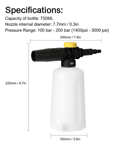 Arandelas Pulverizadoras Snow Foam Lance Snow De 750 Ml Con