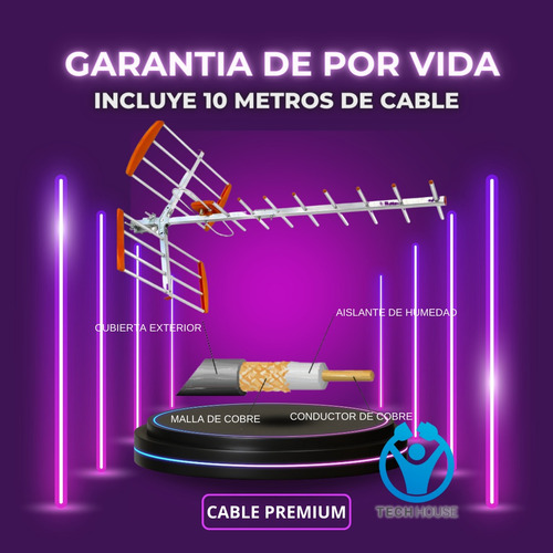 Imagen 3 de 10 de Antena Digital Para Smart Tv Led Metalica Interior Exterior