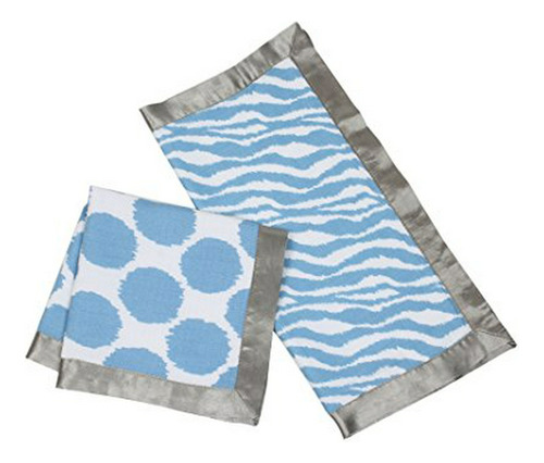 Bacati - Ikat Muselina 2 Pc Security Mantas (gris / Azul).