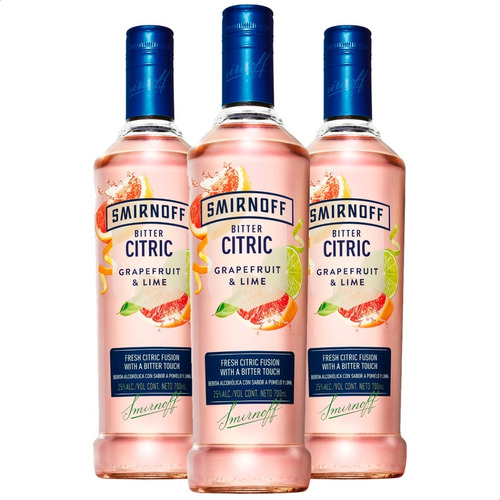 Vodka Smirnoff Saborizado Bitter Citric Grapefruit & Lima X3