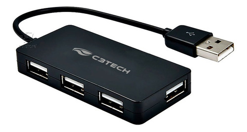 Imagem 1 de 3 de Hub Usb 2.0 4 Portas 480mbps Hu-220bk C3 Tech Preto Led