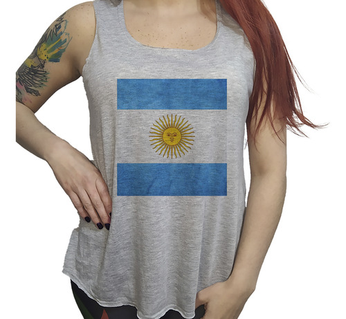 Musculosa Dama Bandera Argentina Patria Nacion Celeste P2