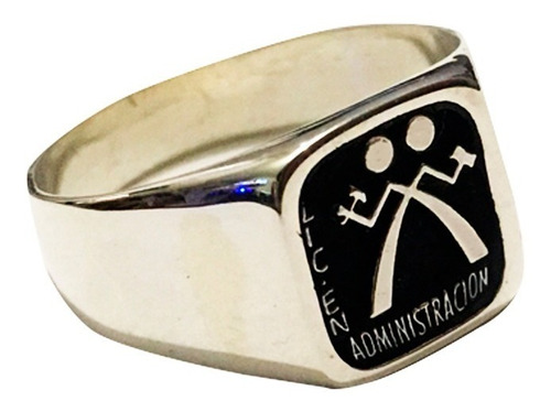 Anillo Graduación Administración Caballero Plata 