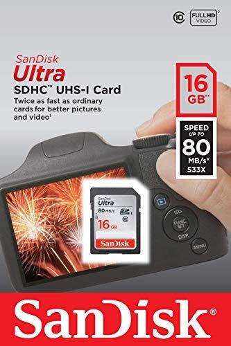 Memoria Ultra 16gb Clase 10 Sdhc Uhs Hasta 80mb Sdsdunc