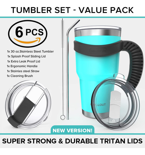 Taza De Viaje De Acero Inoxidable Con Mango De 30 Oz - 6 Pie