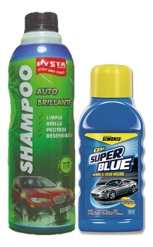 Shampoo Autobrillante 1lt + Cera Superblue 300 Ml Simoniz