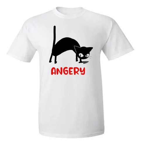 Remera Gato Angery Grande Diseño Unico Cute Adultos Y Niños 