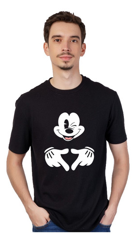 Mickey Mouse - Remera Negra Manga Corta Unisex 