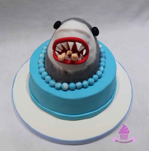 Torta Tiburon - Tematica Cumpleaños Eventos Mar Oceano