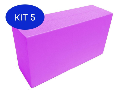 Kit 5 Bloco De Yoga Pilates 23x13x7cm - Rosa Flex