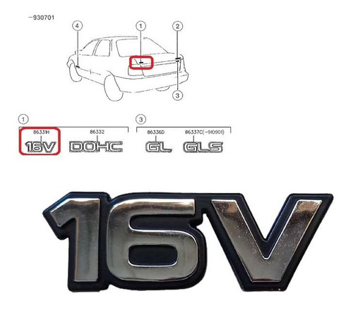 Emblema 16v Tapa Maleta Hyundai Elantra Original 86331-28000