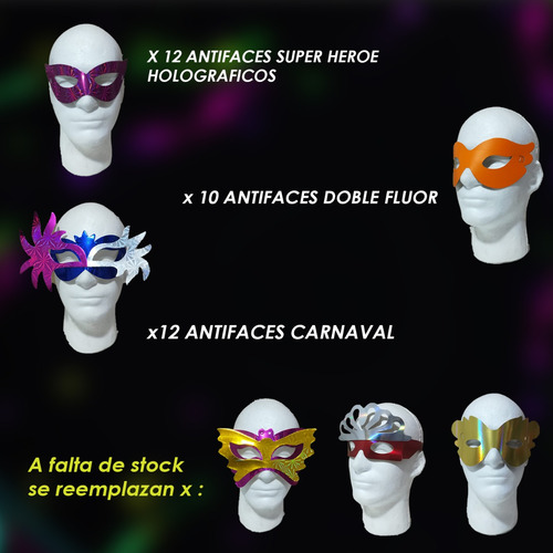 Combo Cotillon Carioca Fluor 115 Articulos 50 Personas