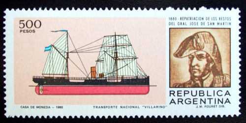 Argentina Barcos Sello Gj 1914 Restos S Martín 80 Mint L5177