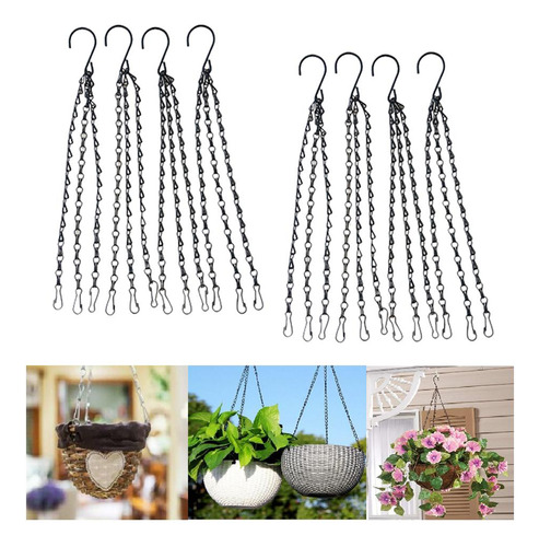 8pcs Flower Pot Er Basket Hanging Chains Hooks Set Para