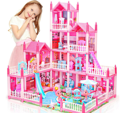 Doll Dreamhouse 2023, 4-story 11 Rooms Pool Party Dollhou...