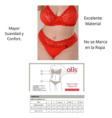 Bombacha Colaless Plus Algodón Puntilla Alis 1667 Pack X6