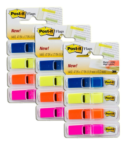 Post-it Lembrete Flags 3m 4 Cores 140fls Kit 3