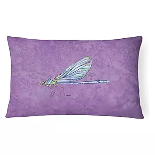 Almohada Decorativa De Tela De Lona Libélula Morado, L...