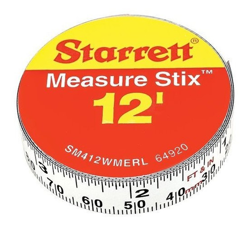 Cinta Métrica Starrett Stix Con Adhesivo - 1/2  X 12' - Sm