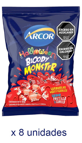 Caramelos Masticables Halloween Bloody Monster 8u De 30g C/u