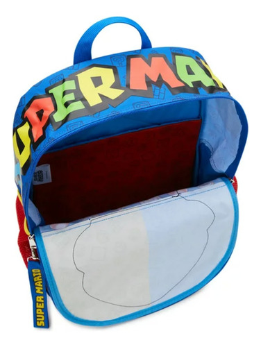 Mochila Escolar Super Mario Bros P/ Niños De 43cm C/ Porta Laptop *sk Color Azul