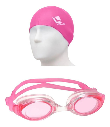 Kit De Natação Adulto Óculos Essential Rosa + Touca Rosa