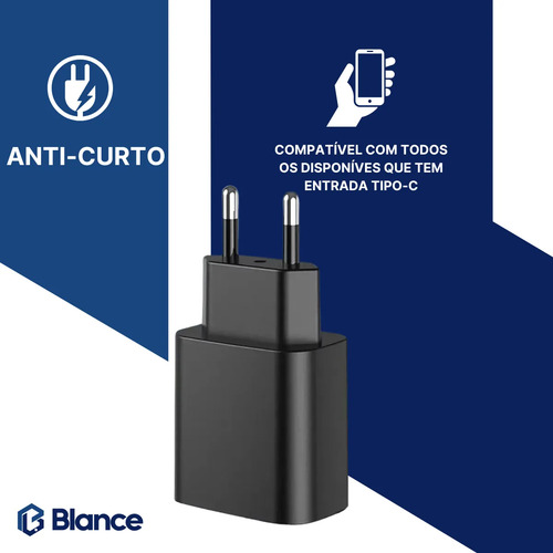 Carregador Usb C 45w Turbo Para Xiaomi Poco F7 Ultra Preto