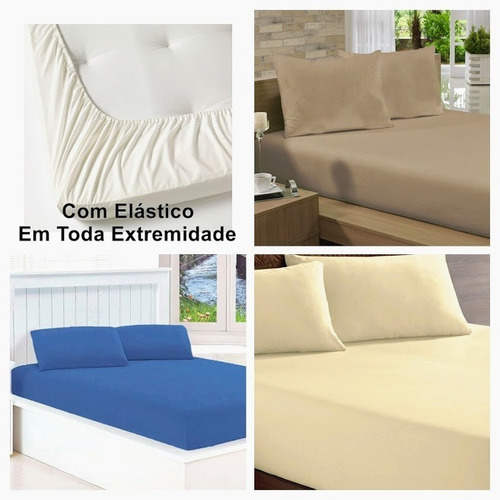 Jogo Cama Queen C/elastico Na Compra De 5 Kits Frete Gratis