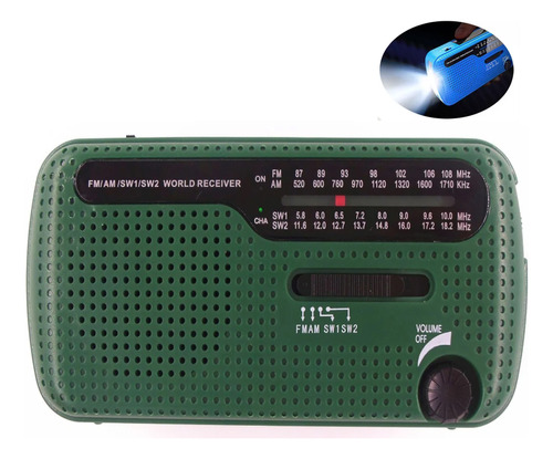 Radio Solar De Emergencia Con Manivela, 1200 Mah, Recargable