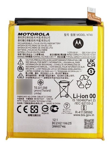 Bateria Pila Motorola Nt40 Xt2155 Moto E20 