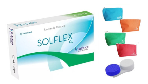 Lente De Contato Solflex Cl Incolor C/ Grau + Estojo +brinde