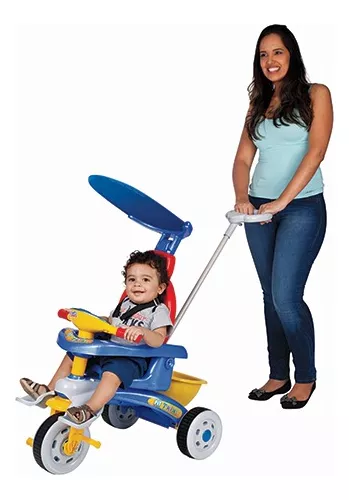 Triciclo Infantil Empurrador Motoca c/ Som E Luz Fit Trike em