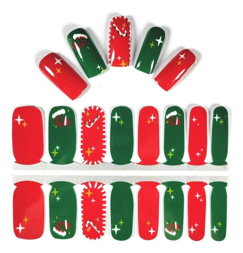 2 Plantillas Pegatinas Navidad Cubren Toda La Uña