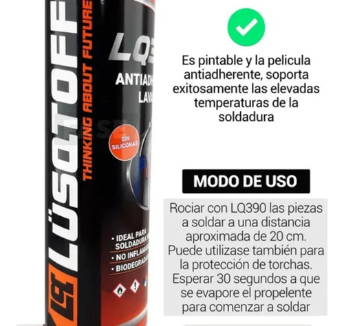 Antiadherente Aerosol Para Soldar Lusqtoff Mig Mag 440cc