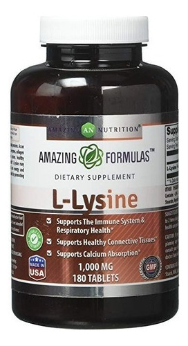 Amazing Formulas L-lysine Aminoacido 1000mg 180 Tabletas