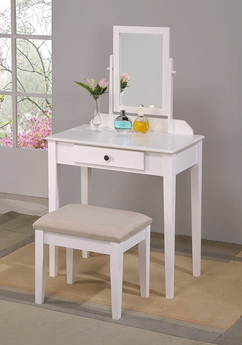 Imagen 3 de 3 de Peinador Con Banca, Peinadorcito, Vanity Color Blanco