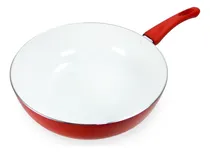 Comprar Wok Sarten Profundo Ceramica Calidad Premium Mika 30 Cm Color Rojo\u002Fblanco