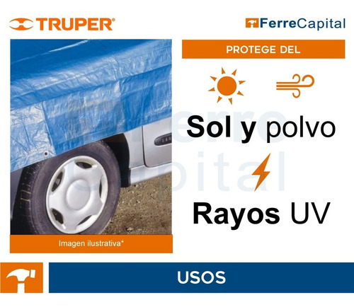 Lona Reforzada, 5 X 6 M, Azul, Truper, 15374