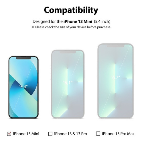 Imagen 3 de 10 de Vidrio Templado Para iPhone 13 Mini 5,4 Full Cover Ringke